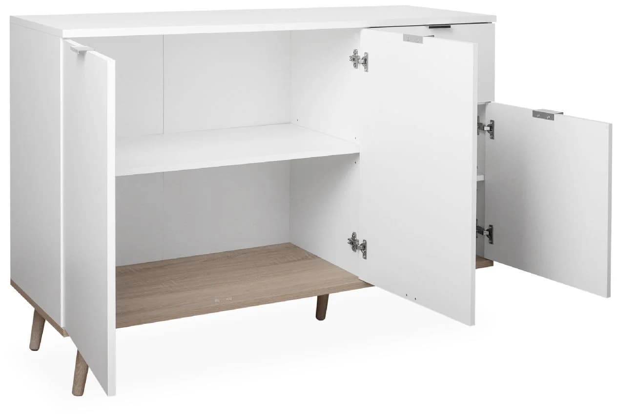 Finori Kommode Weiß Sonoma Eiche Modern Metallgriffe