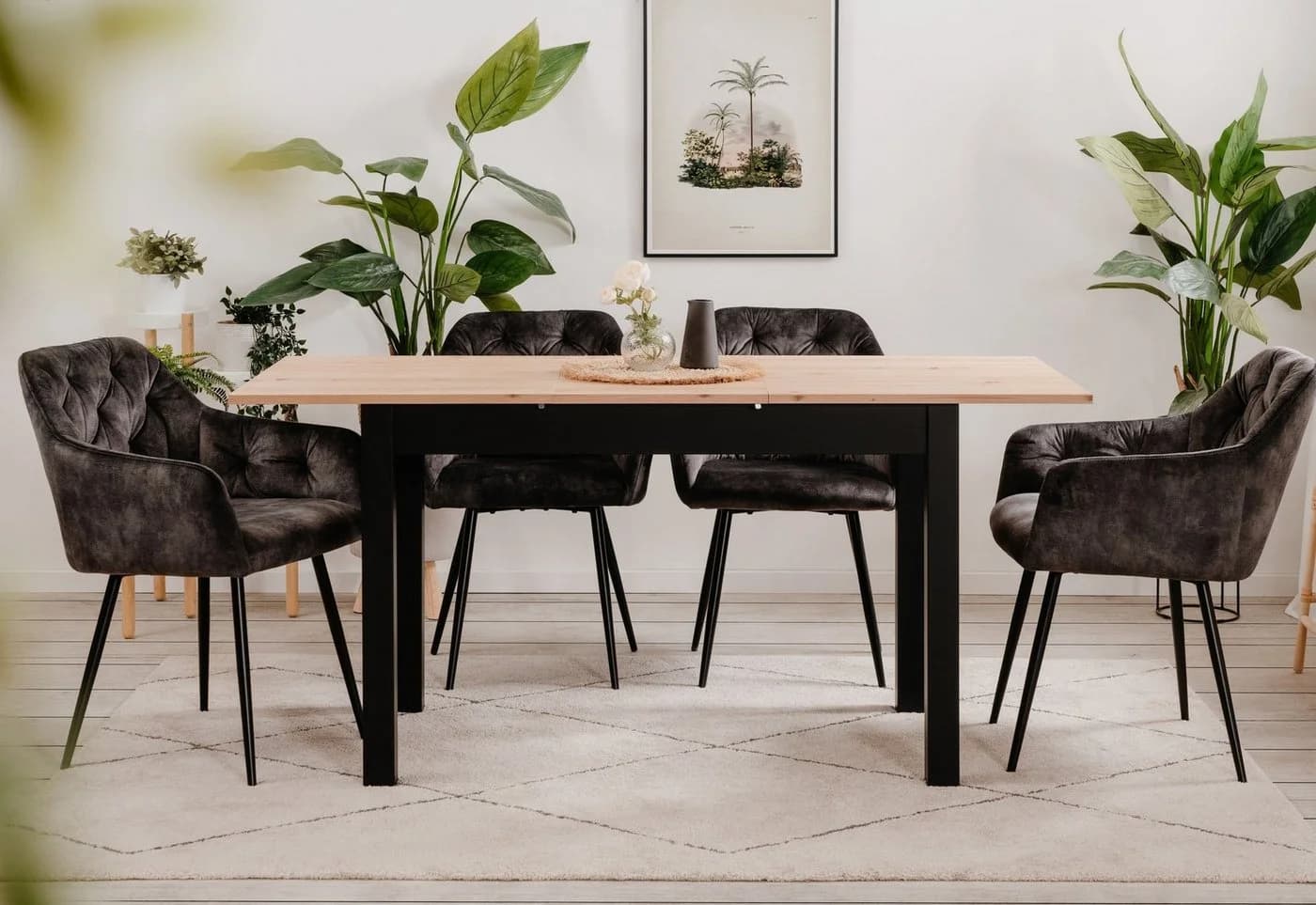 P & B Esstisch ausziehbar Artisan Eiche Schwarz Holzwerkstoff