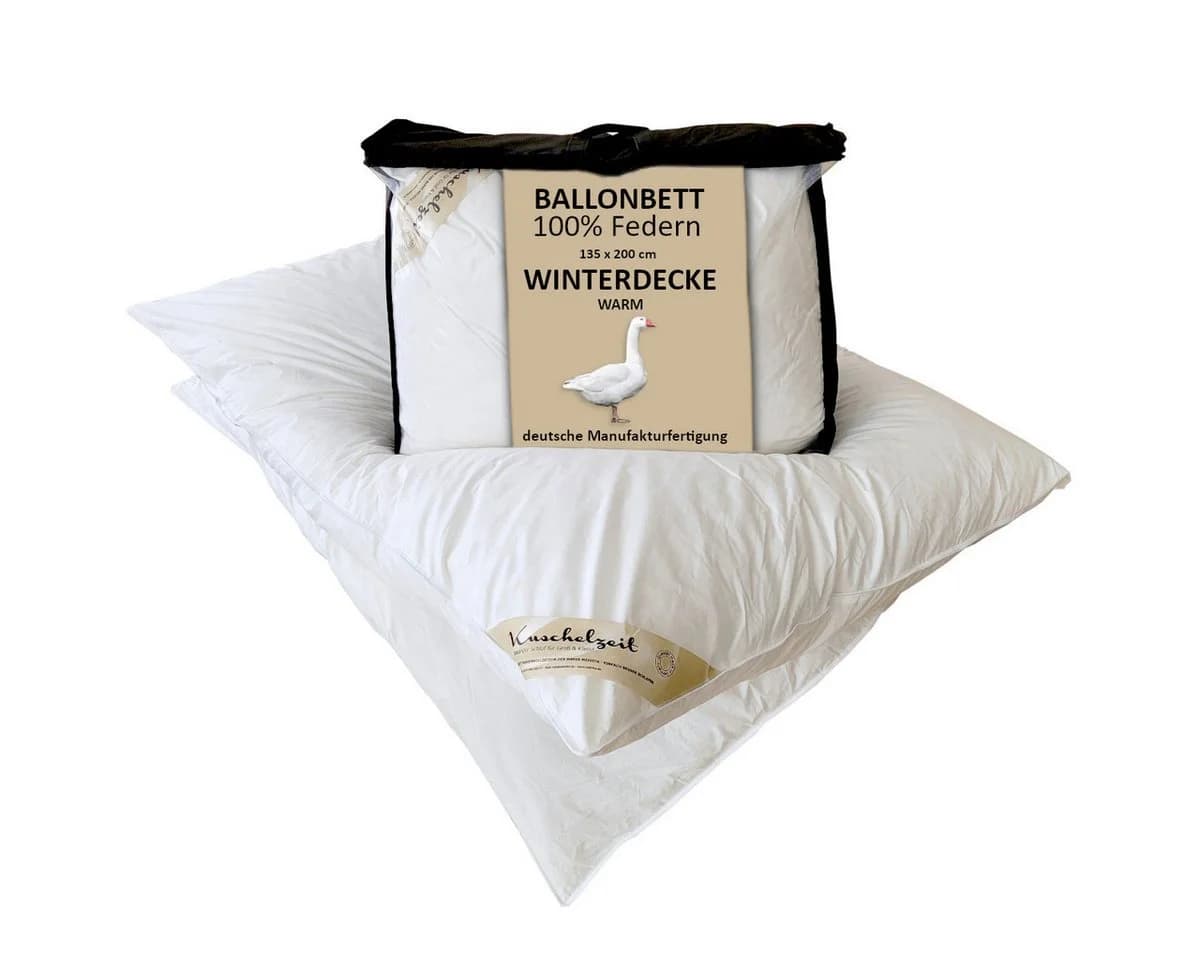 Meivita Gänsefederbettdecke Ballonbett 100% Federn Weiss Winter