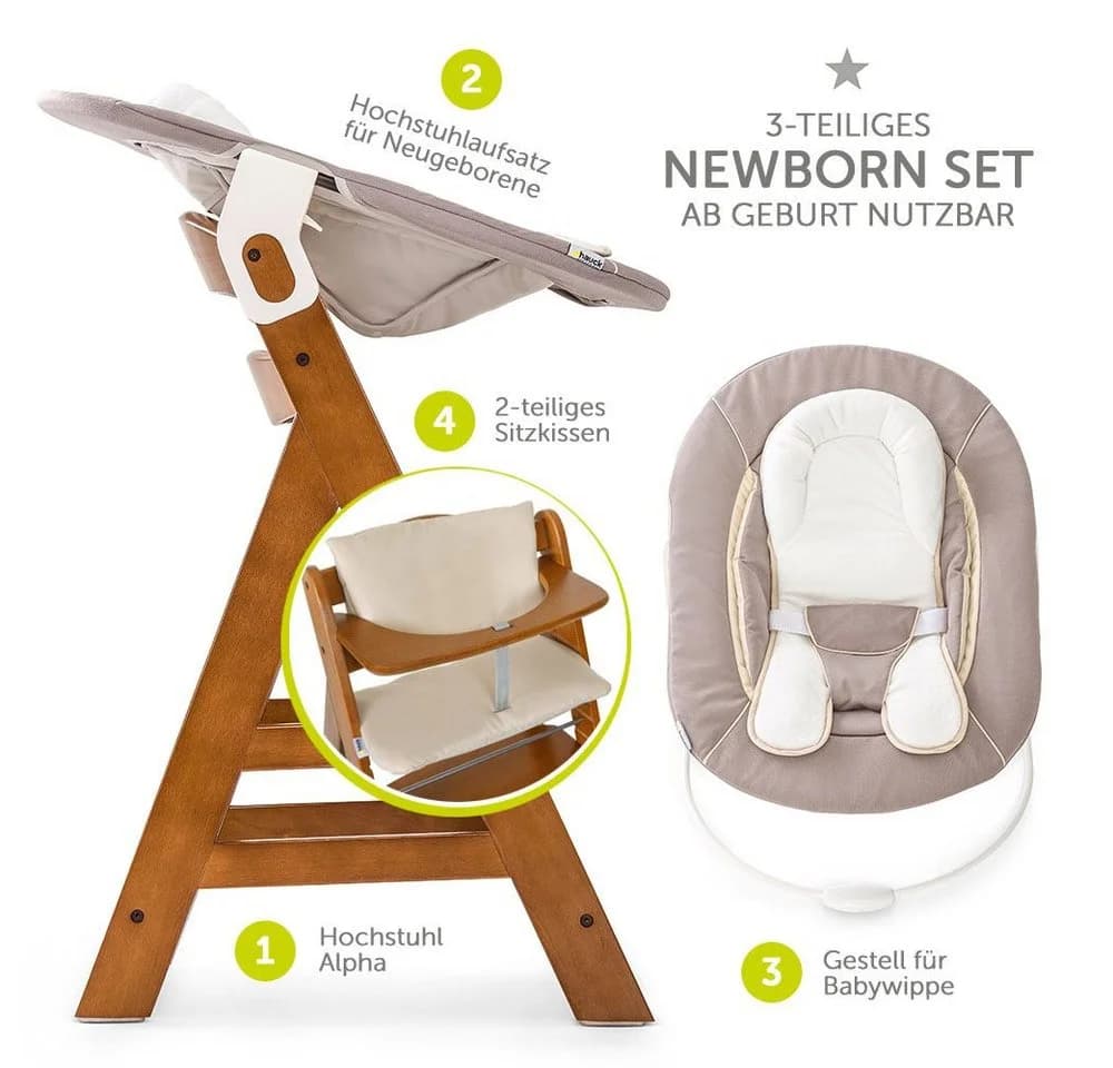 Hauck Hochstuhl Alpha Plus Walnut Newborn Set