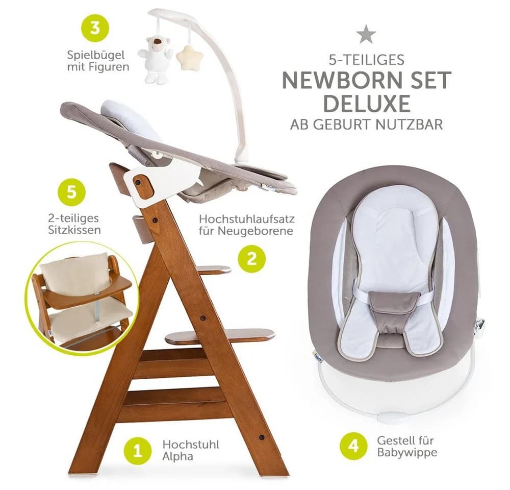Hauck Hochstuhl Alpha Plus Walnut Deluxe Set Massivholz