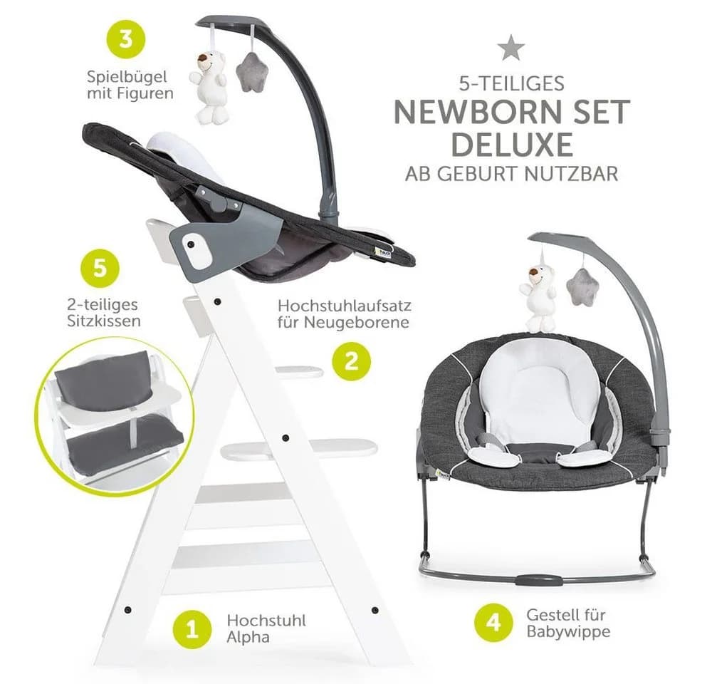 Hauck Hochstuhl Alpha Plus Weiß - Newborn Set Deluxe