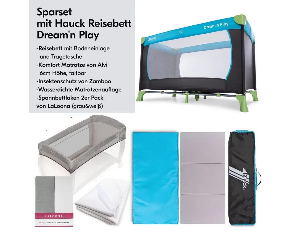 Hauck Baby-Reisebett Dream`n Play XXL-Set Waterblue