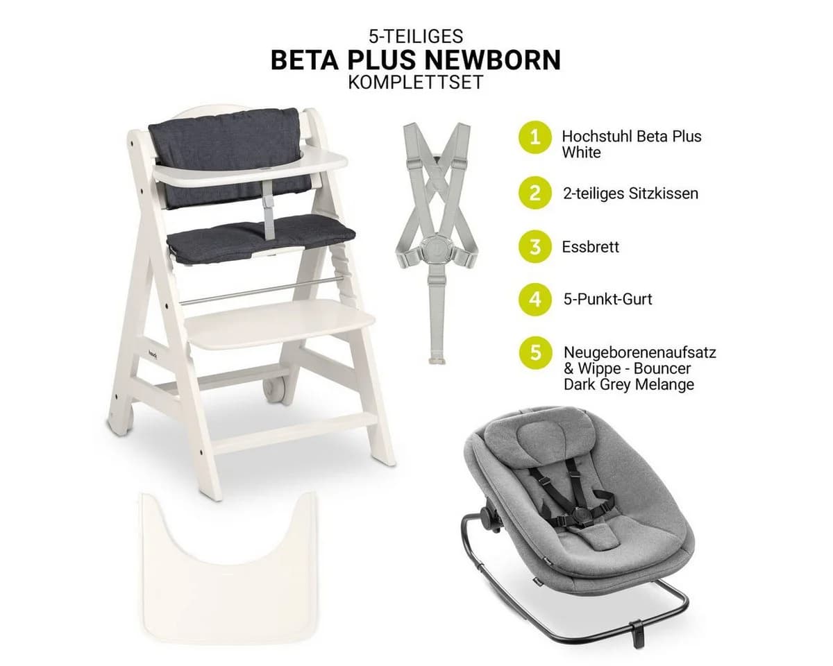 Hauck Hochstuhl Beta Plus White Newbornset 3in1 Bouncer
