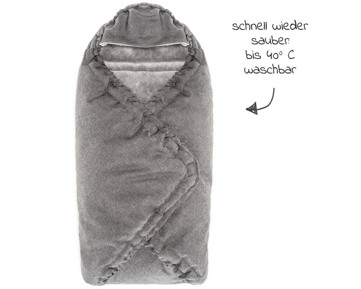 Zamboo Fußsack Grau Baby Winter Einschlagdecke mit Thermo-Fleece