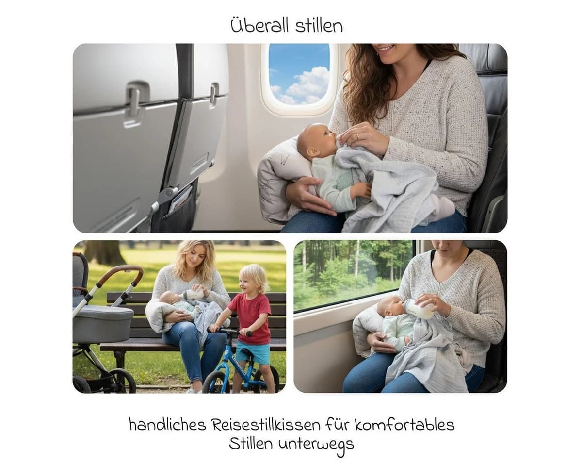 LaLoona Stillkissen Giraffen Taupe - Mini Reisestillkissen & Stillhilfe