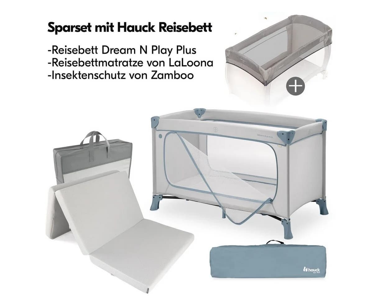 Hauck Baby-Reisebett Dream N Play Plus mit Matratze & Insektenschutz