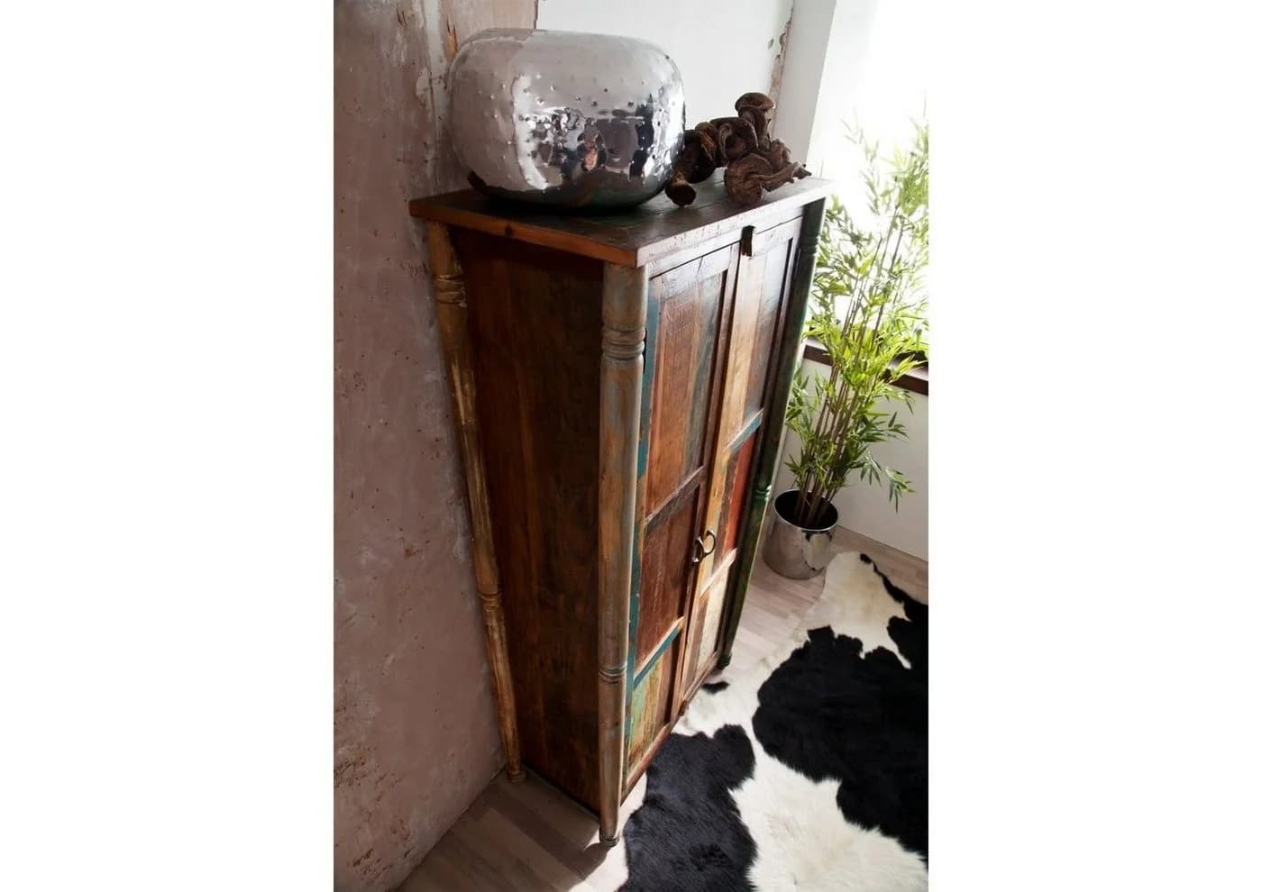 Massivmoebel24 Schrank FABLE Altholz Bunt Vintage