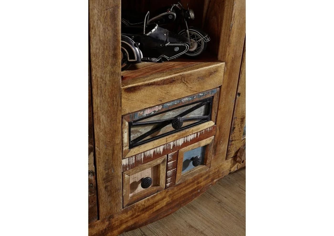 Massivmoebel24 Highboard NATURE OF SPIRIT Vintage Bunt Massivholz
