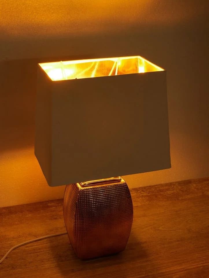BRUBAKER Tischleuchte Nachttischlampe Gold Keramikfuß