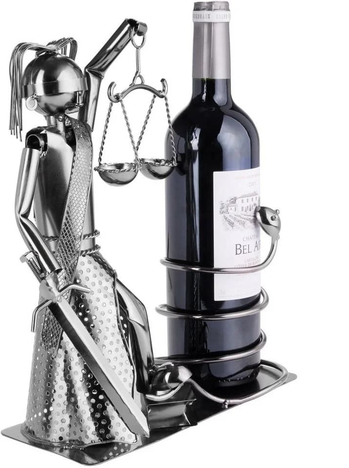 BRUBAKER Weinflaschenhalter Justitia mit Schlange Metall