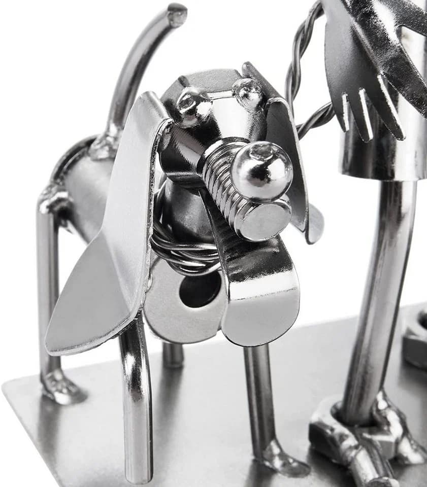 BRUBAKER Dekofigur Liebespaar mit Hund Silber Metall
