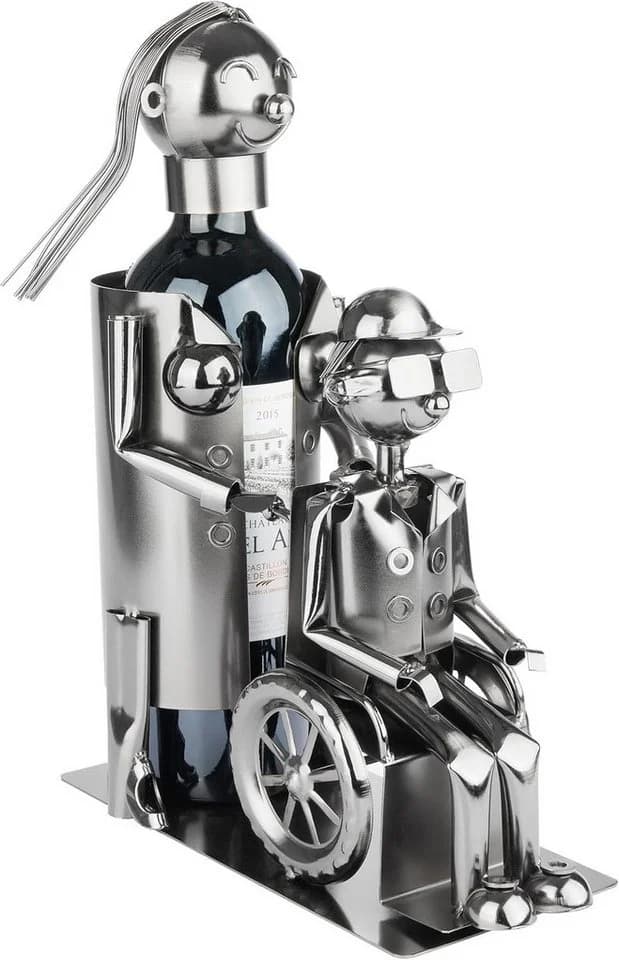 BRUBAKER Weinflaschenhalter Metall Skulptur Rollstuhl 1-St.