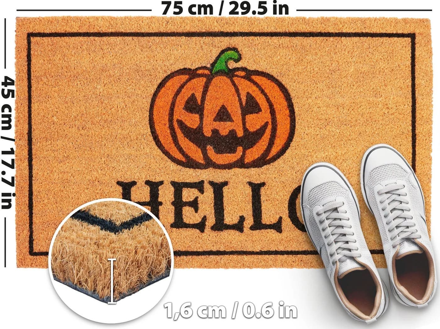 BRUBAKER Halloween Fußmatte Kokosfasern Braun/Orange