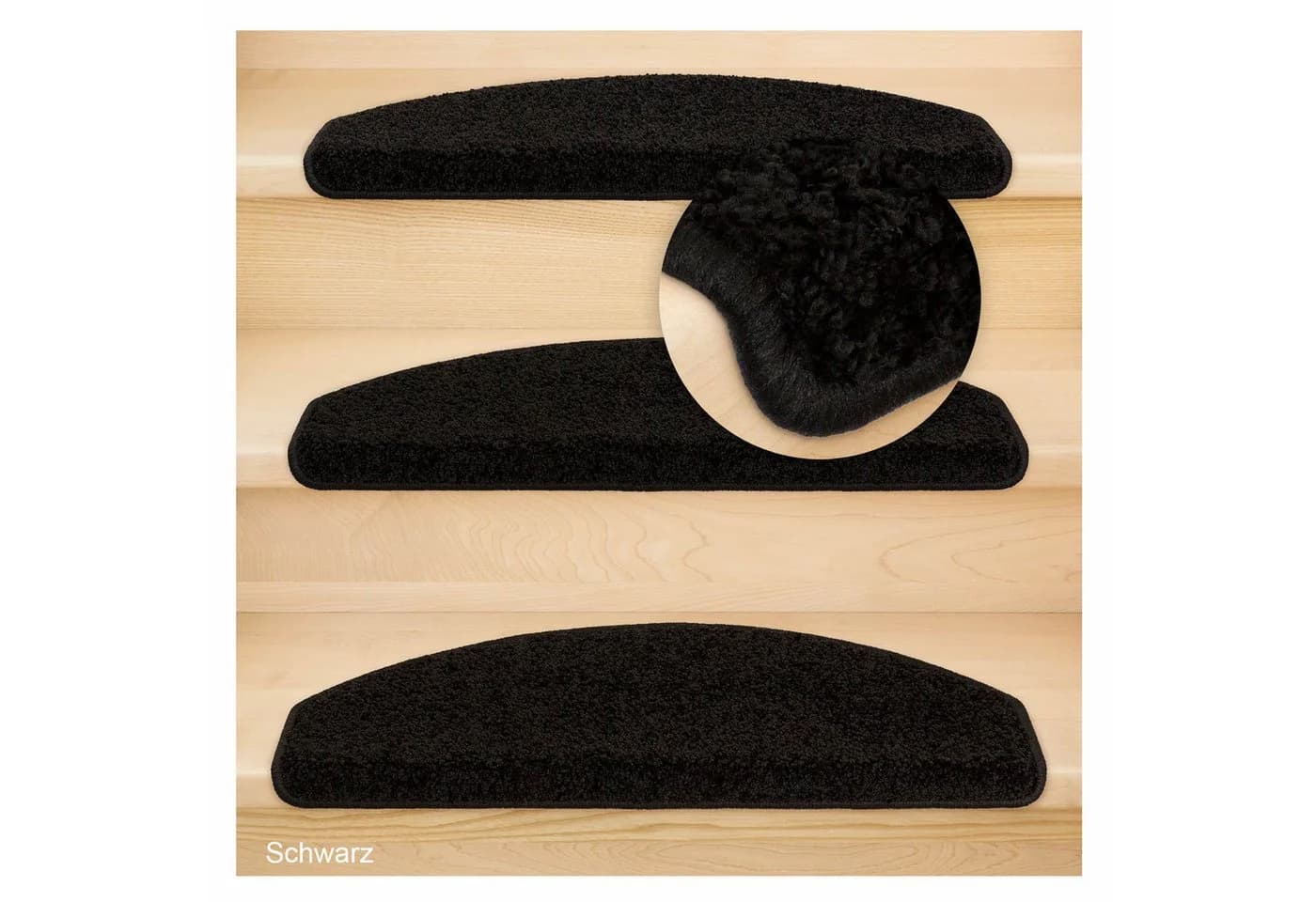 Metzker® Stufenmatte Marseille Halbrund Schwarz 15er Set