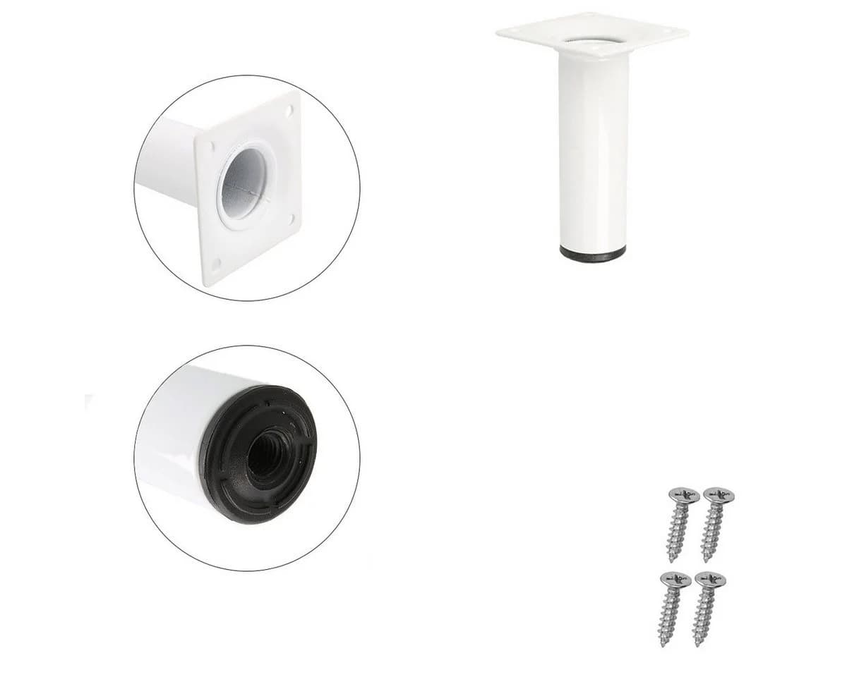 MS Beschläge Möbelfuß 4er Set Weiß 100mm Stahl