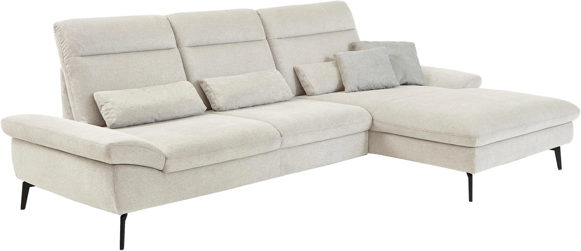 HUKLA Ecksofa L-Form mit Ottomane, beige (Cyber natur)