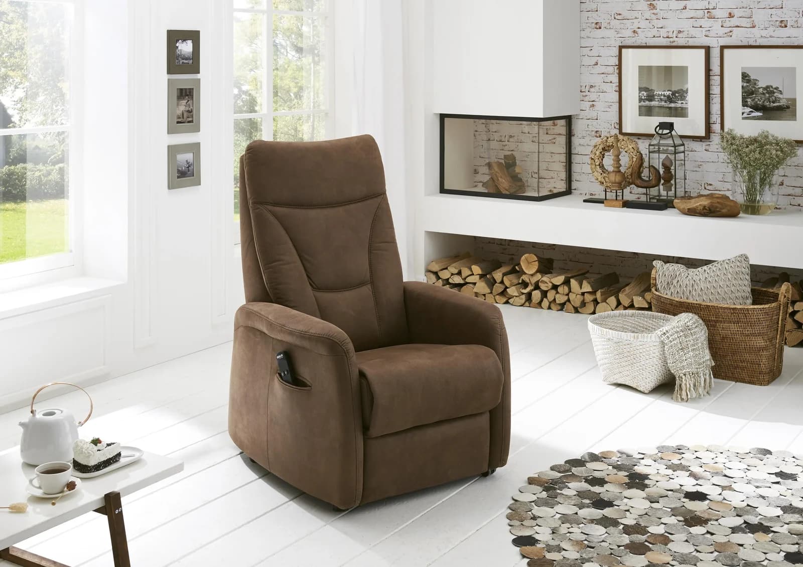 HUKLA Sessel HU-RV15025 Deluxe Schoko mit Aufstehhilfe und Motorik