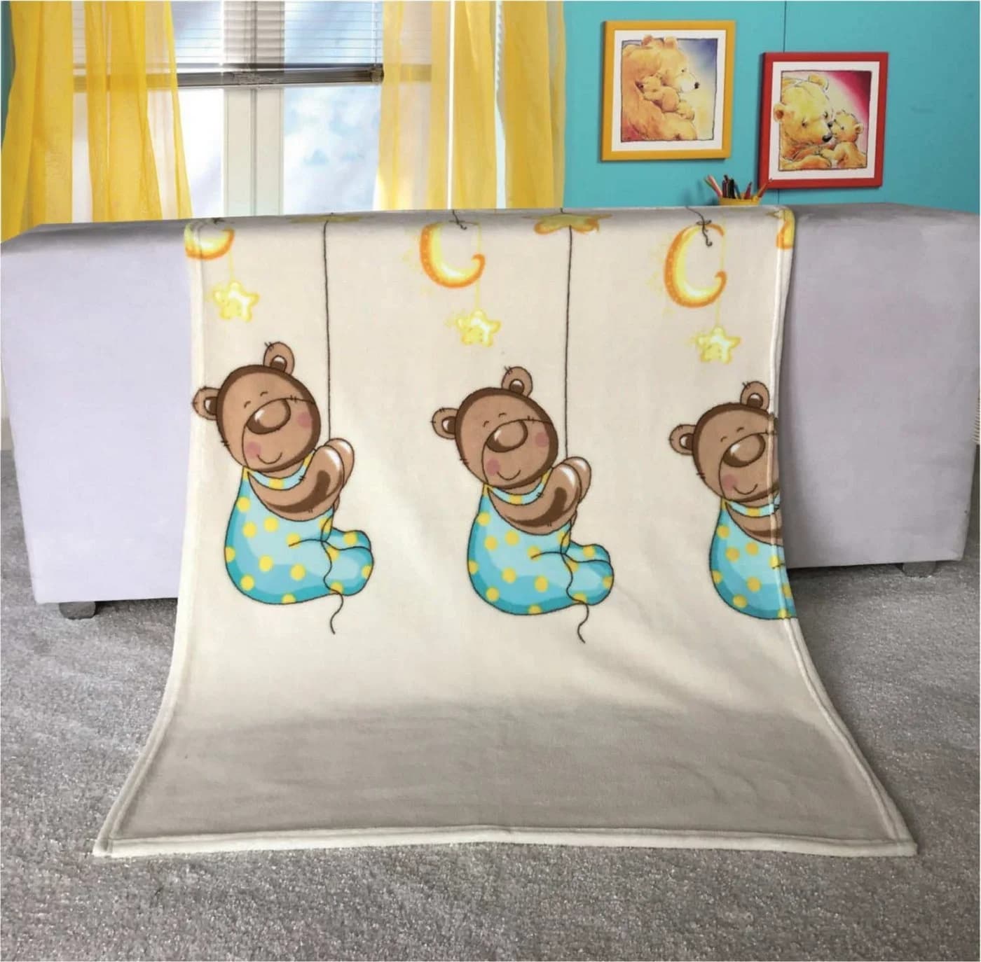 EXKLUSIV HEIMTEXTIL Wolldecke Baby Kuscheldecke Fleece Krabbeldecke Bär