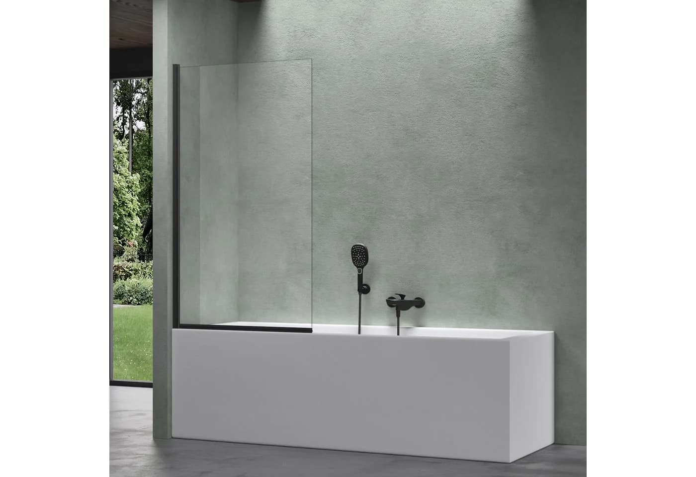 Mai & Mai Badewannenaufsatz Duschwand ESG Glas NANO Schwarz