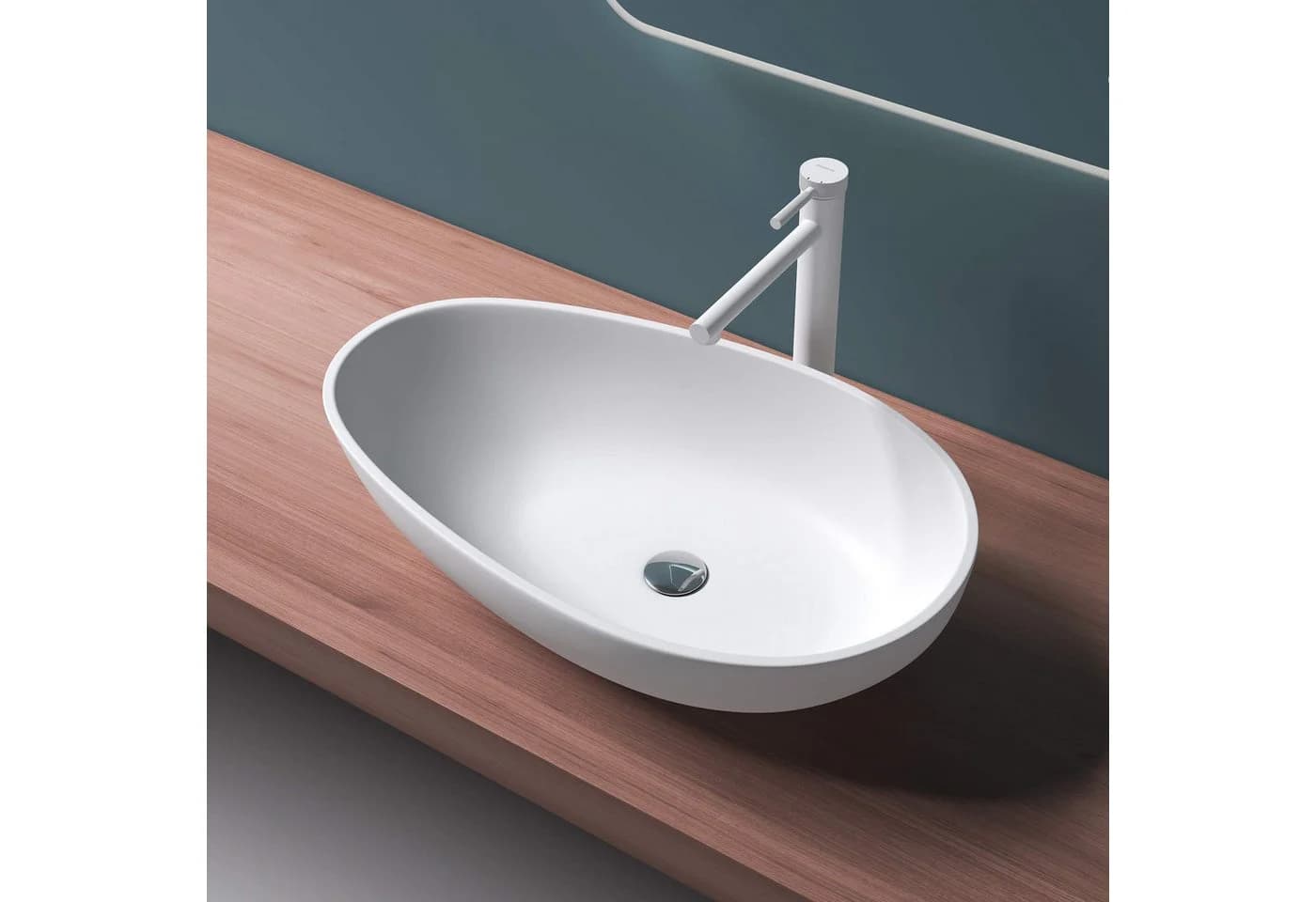 Mai & Mai Aufsatzwaschbecken Oval Mineralguss Weiß