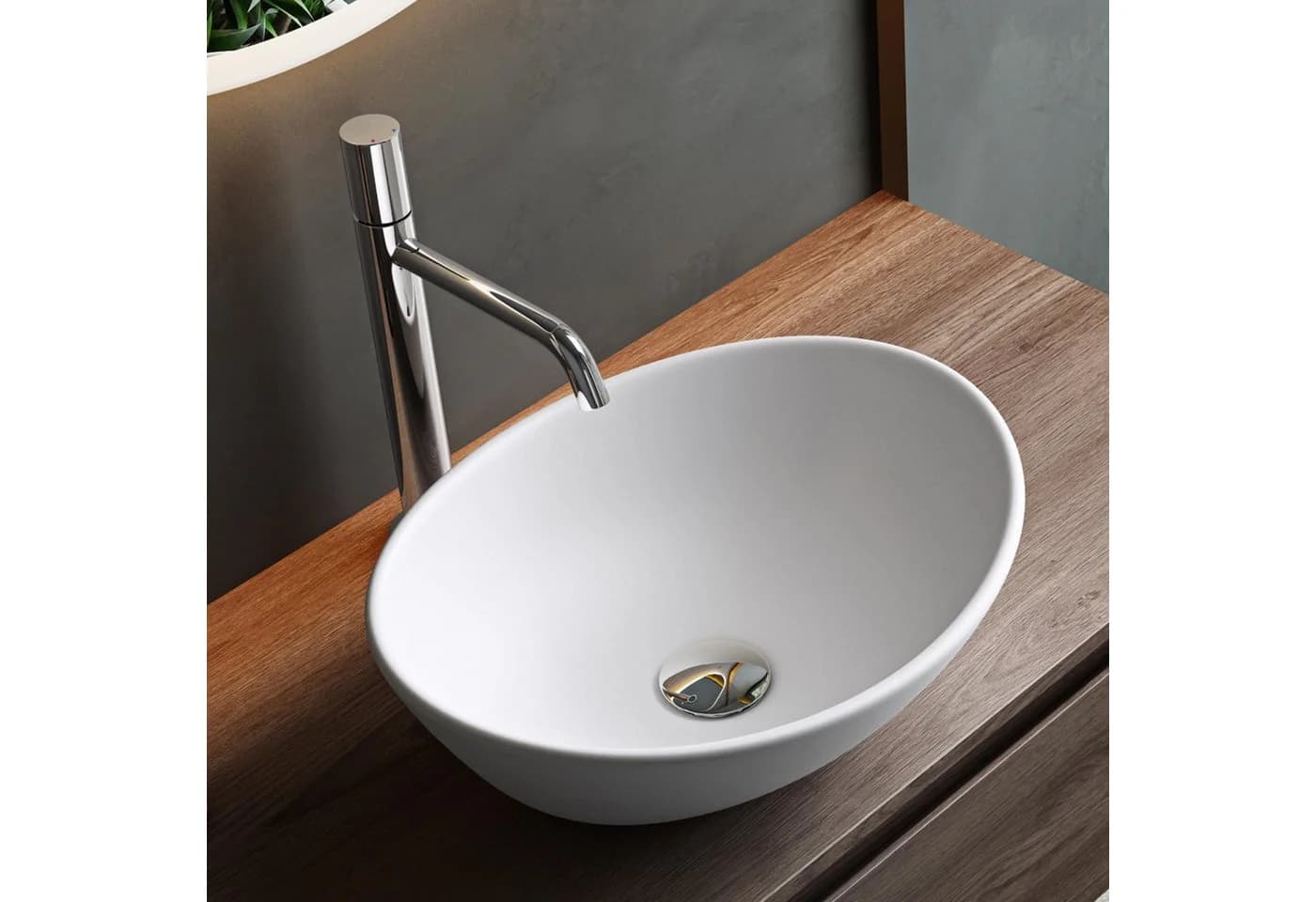 Mai & Mai Aufsatzwaschbecken Keramik Oval Weiß Br205