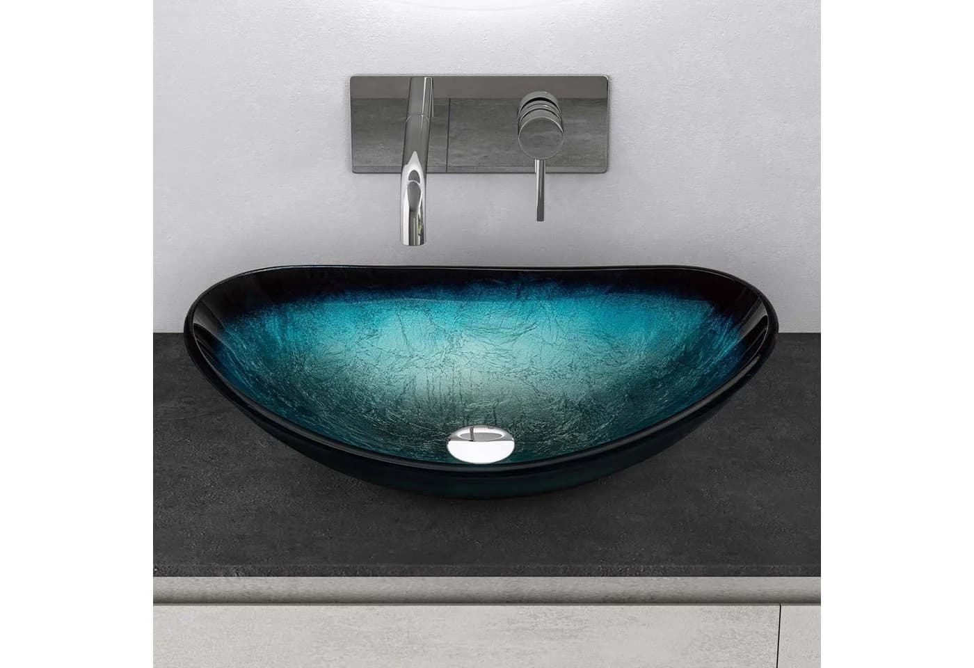 Mai & Mai Aufsatzwaschbecken Minerva08 Glas Oval Transparent