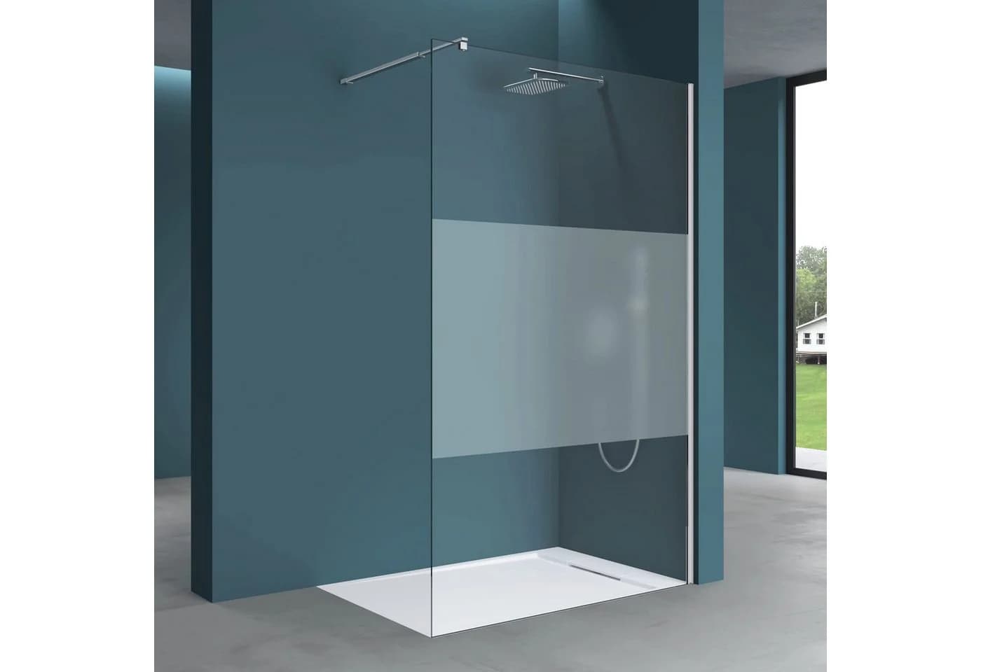Mai & Mai Duschwand Walk-In 10mm ESG Glas NANO Silber Transparent