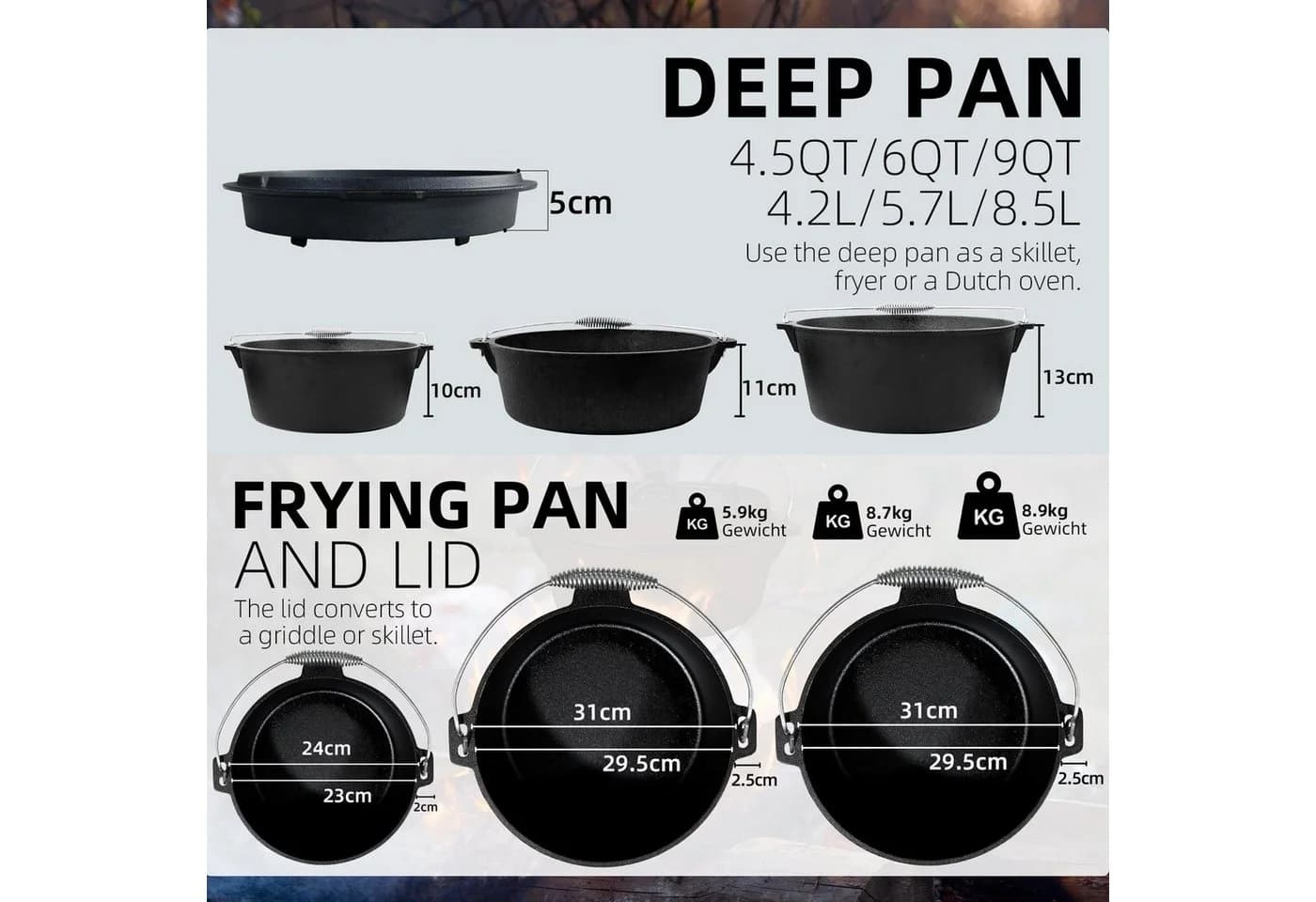 CCLIFE Gusseisen Dutch Oven Grilltopf BBQ Schmortopf