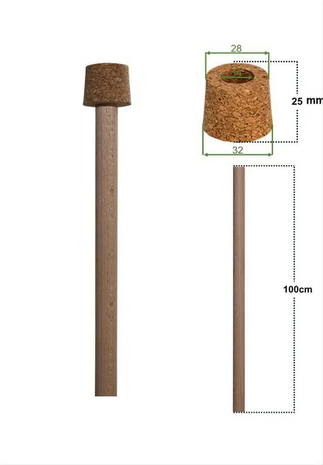 Lauschaer Glas Gartenstecker Rosenkugelstab mit Korkaufsatz Naturholz