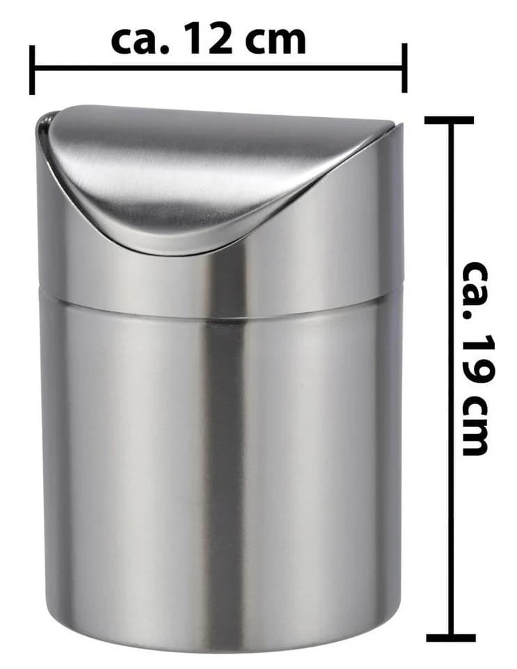 Bambelaa! Tischmülleimer Edelstahl Schwingdeckel Silber