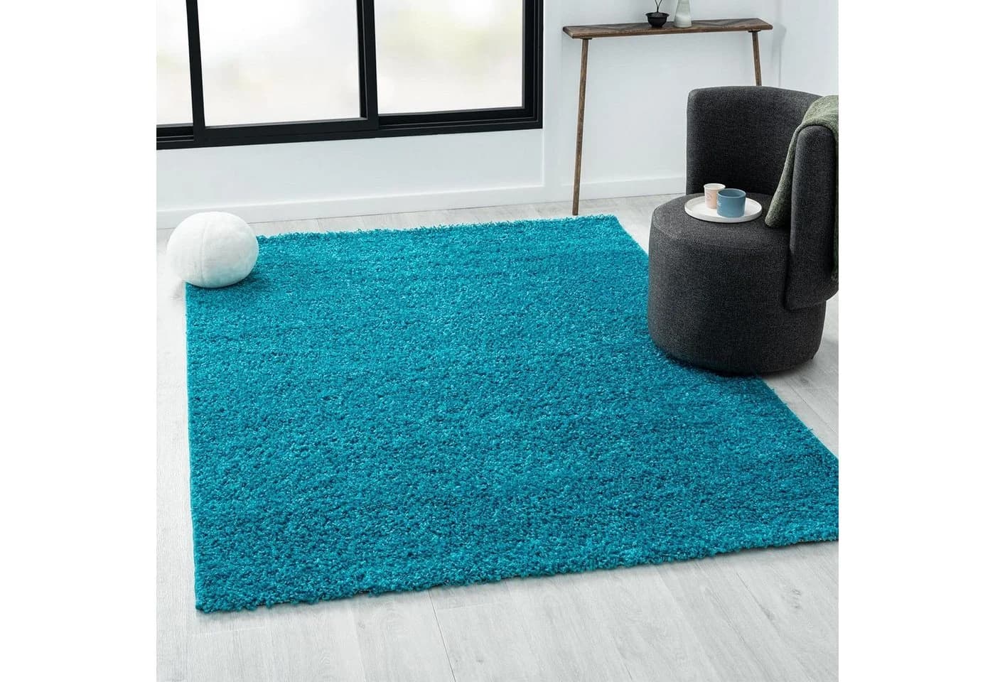 Vimoda Hochflor-Teppich Shaggy Türkis Modern