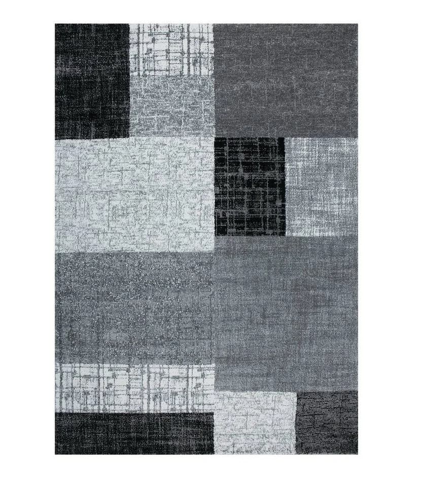Vimoda Teppich Klassisch Kacheloptik Grau Türkis Gelb Lila Kurzflor