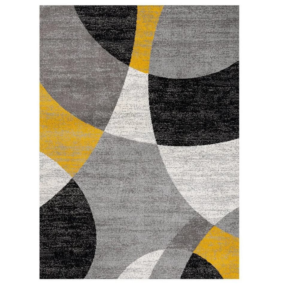 Vimoda Teppich Geometrische Kreismuster Rot Gelb Modern Kurzflor