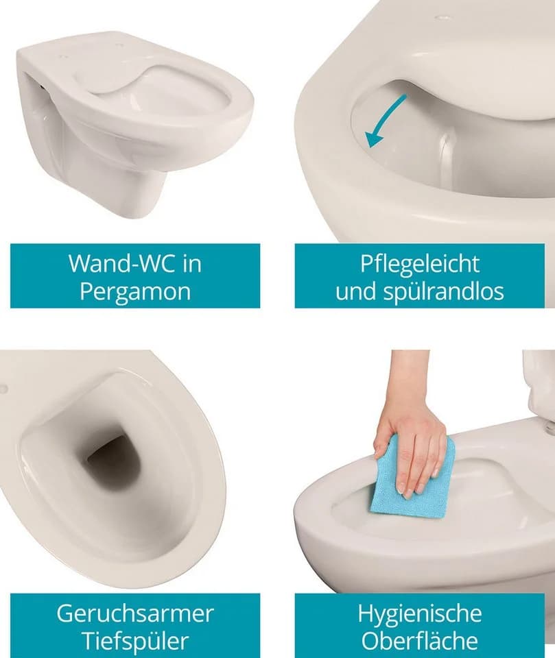 Calmwaters Wand-WC spülrandlos mit Absenkautomatik & WC-Sitz