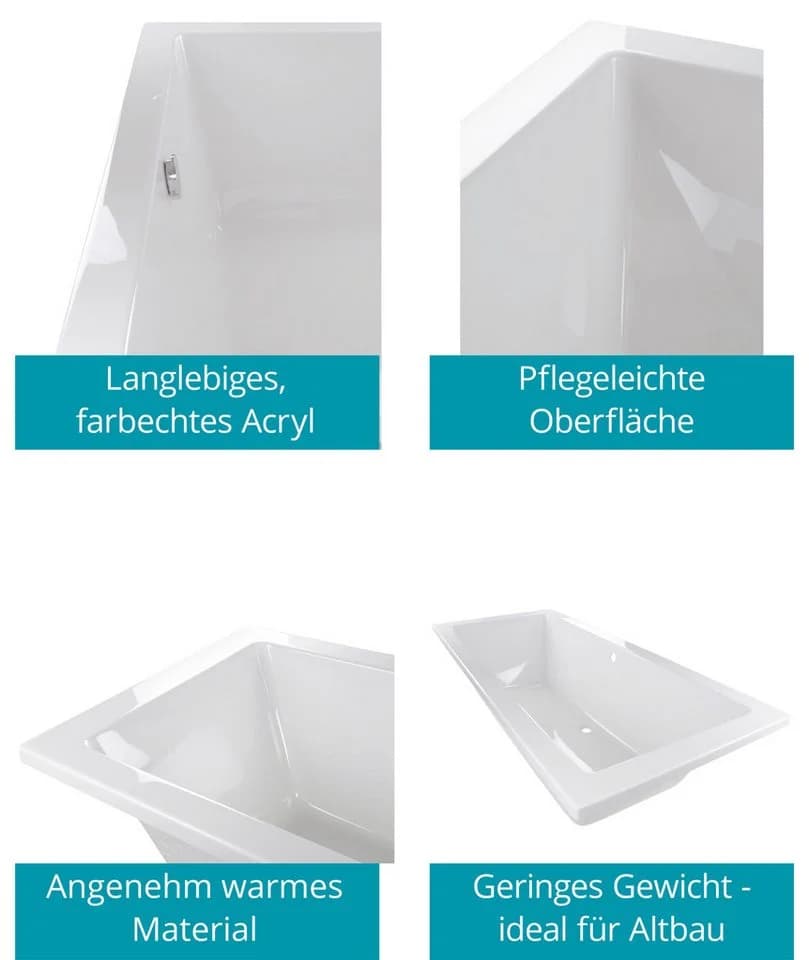 Calmwaters Badewanne Modern Select Acryl Set Weiß