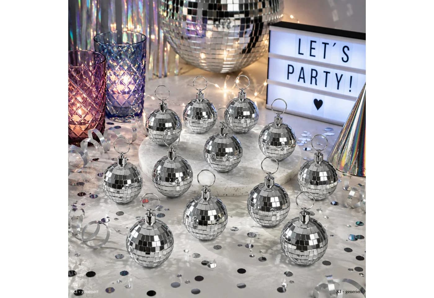 SATISFIRE Mini Disco Kugel 5cm Echtglas Silber 12er Set