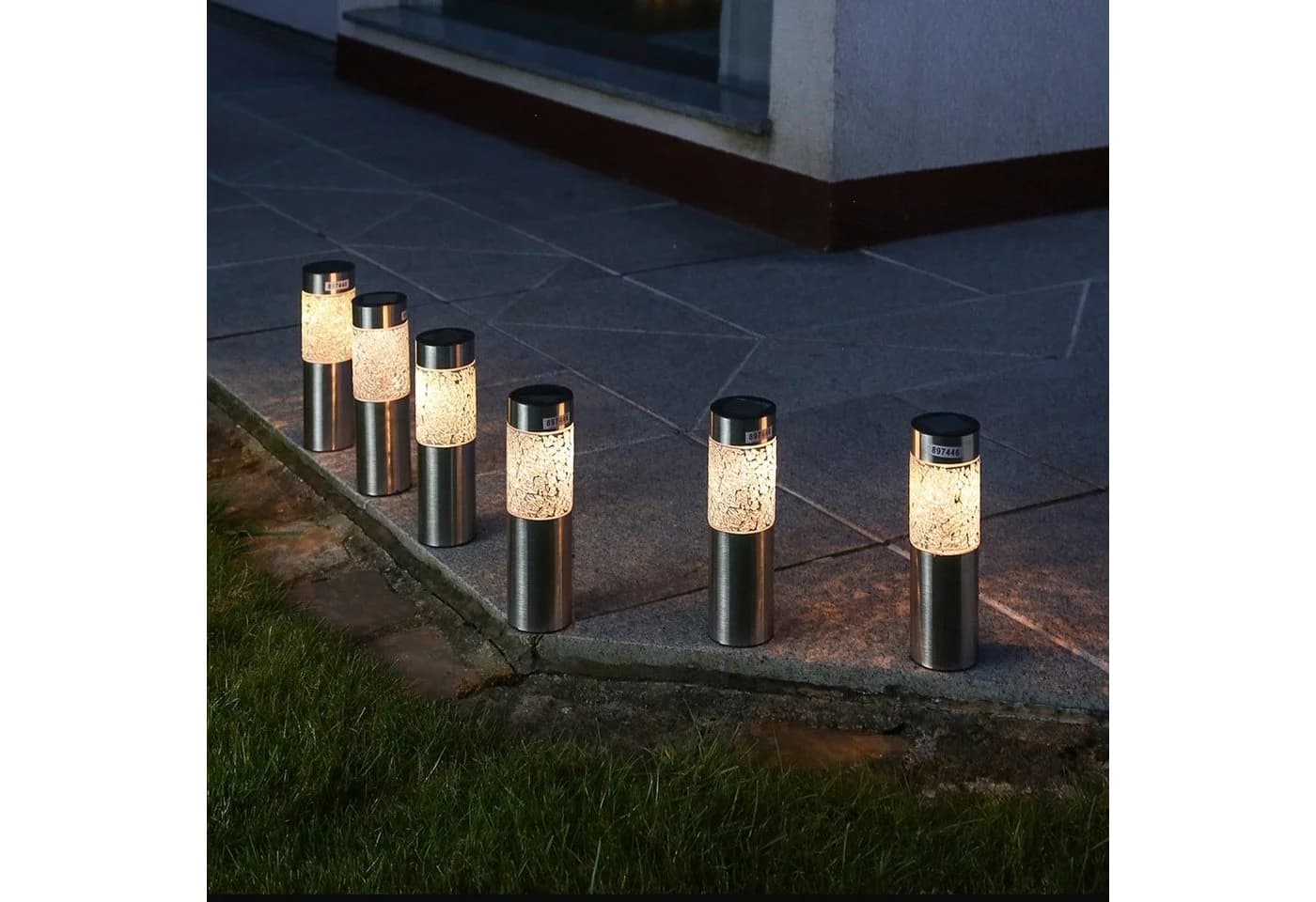 MARELIDA LED Solarleuchte Mosaik Edelstahl 6er Set Silber