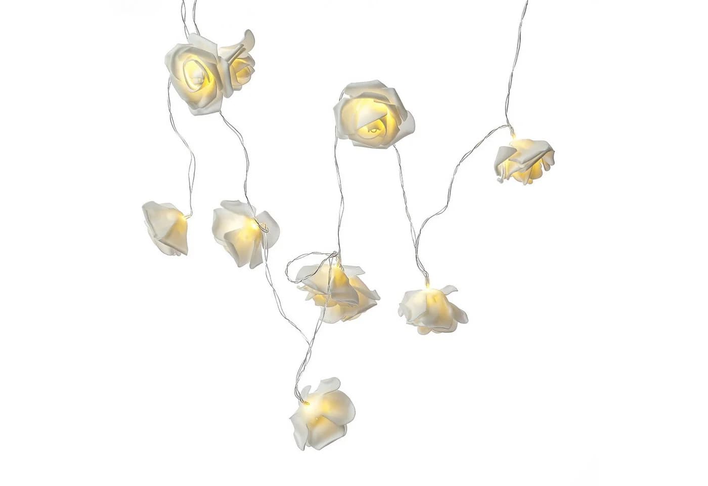 MARELIDA LED-Lichterkette 10 weiße Rosen mit Timer