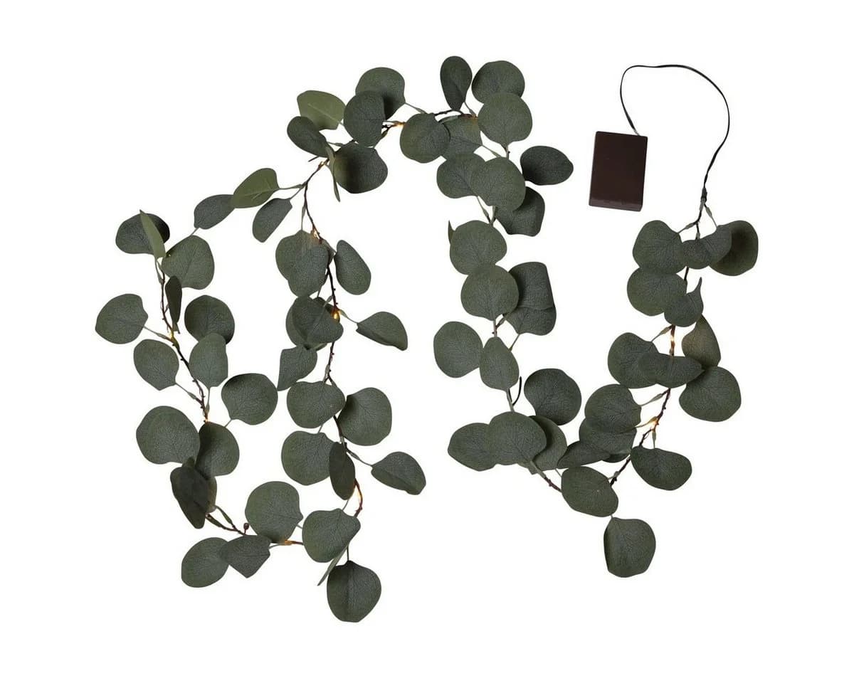 MARELIDA LED-Lichterkette Eukalyptus Grün mit Timer