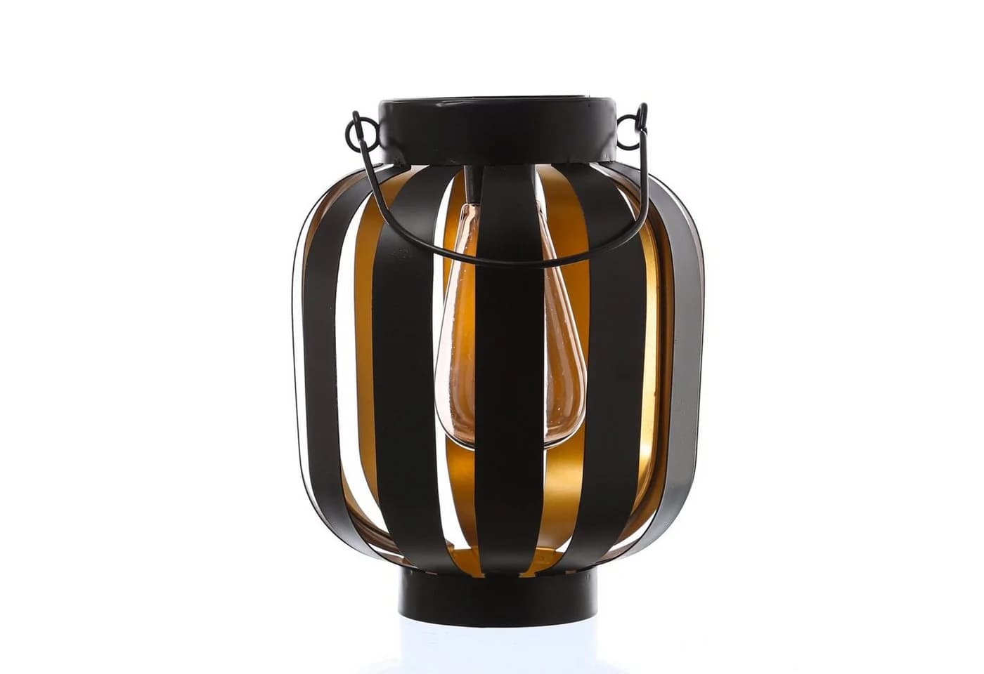 MARELIDA LED Solar Laterne Schwarz/Gold mit Lichtsensor