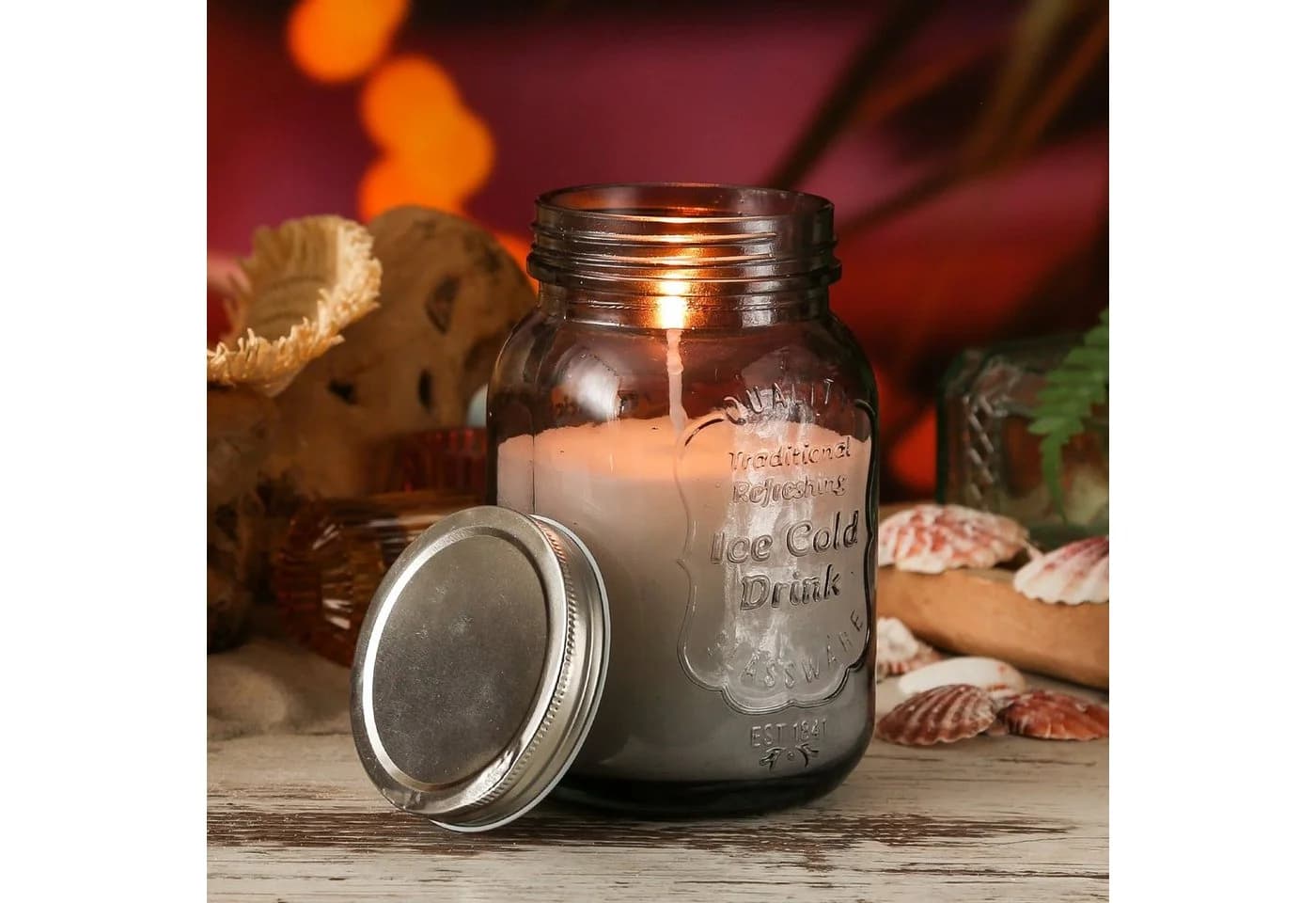 MARELIDA Outdoorkerze Citronella Duftkerze Grau Echtwachs mit Deckel