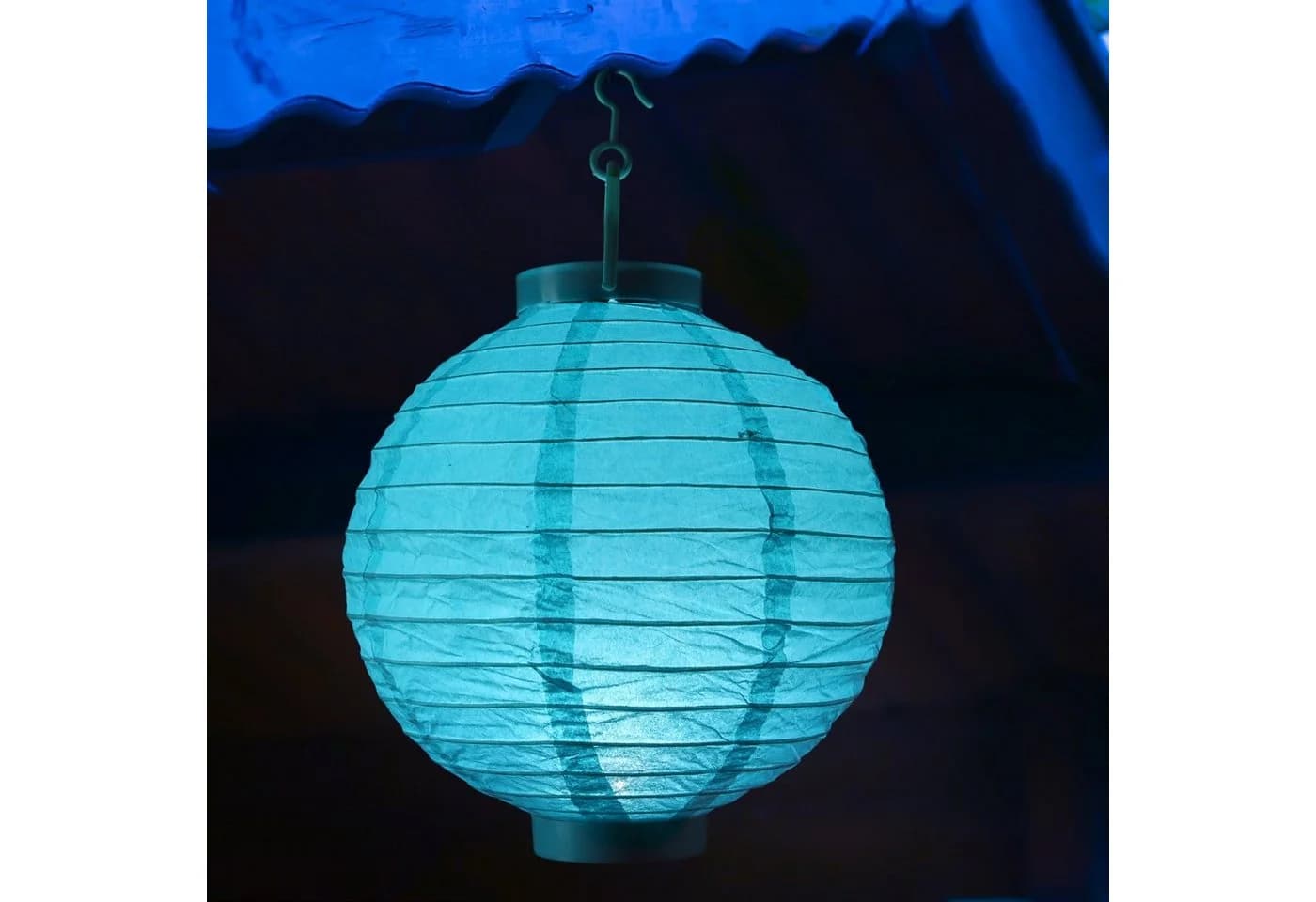 MARELIDA LED Lampion türkis kaltweiß 30cm Kugel Laterne