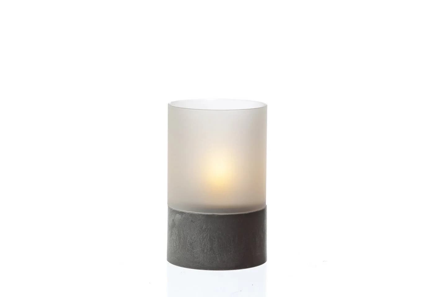 MARELIDA LED Solar Windlicht Grau Glas Flackernd