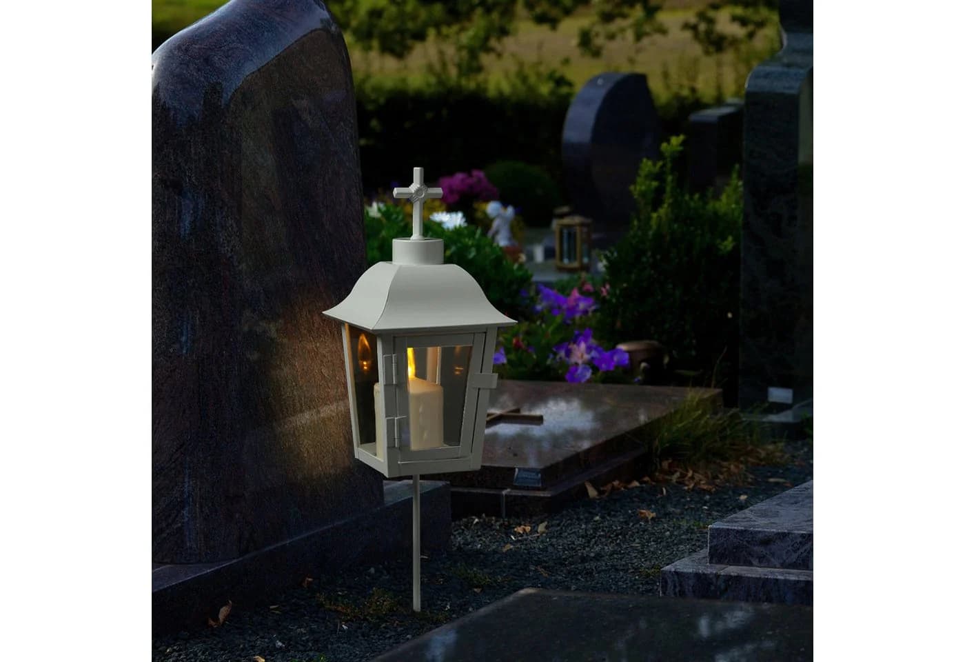 MARELIDA LED Laterne Grablaterne mit LED Kerze Grablicht Wechselbare Spitzen
