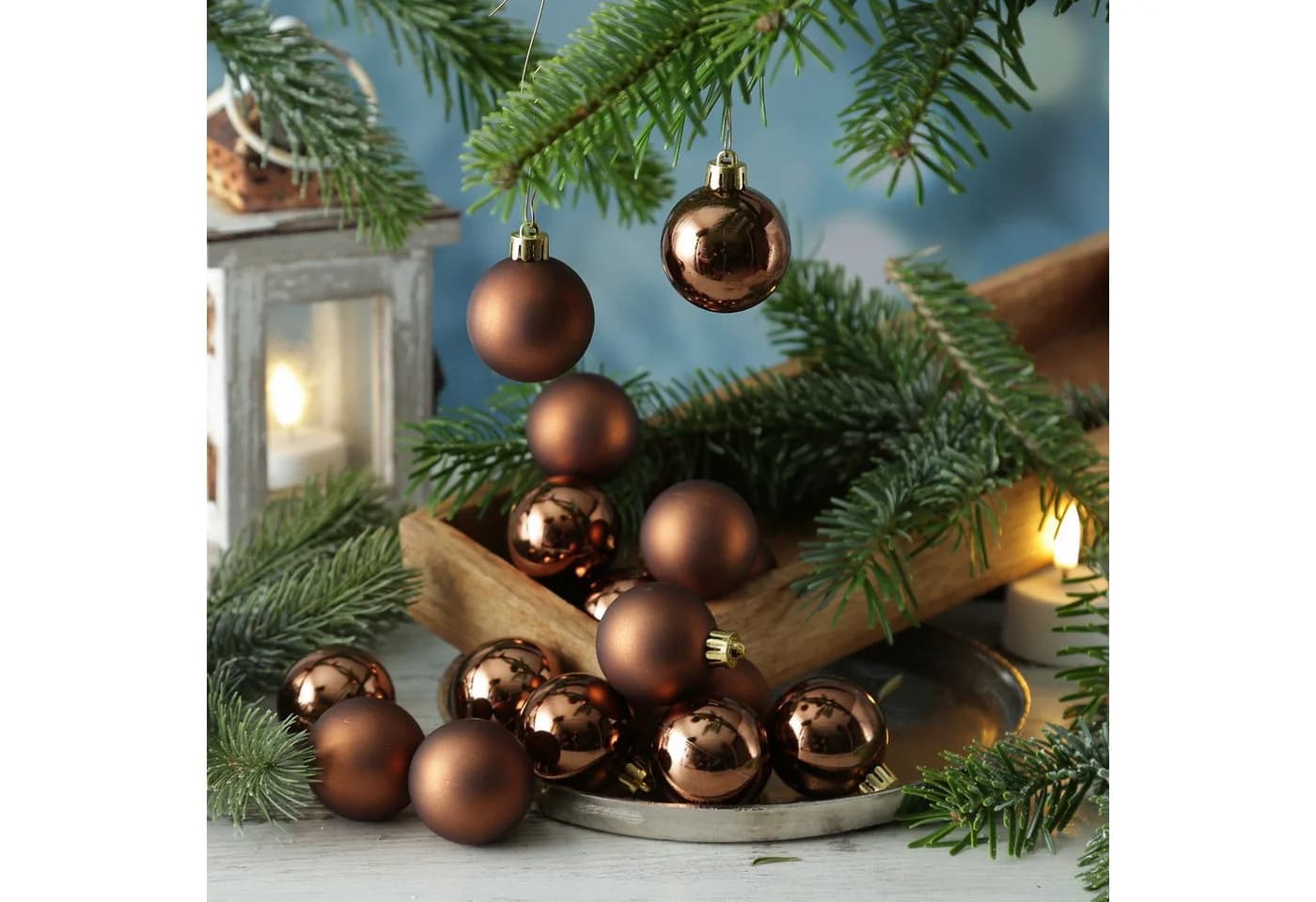MARELIDA Weihnachtsbaumkugeln 16er Set Braun Kunststoff