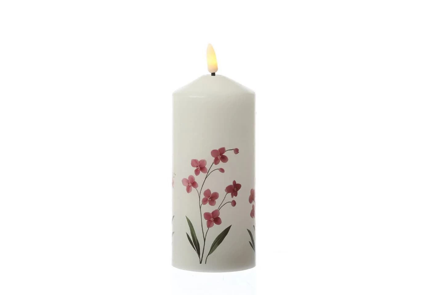 MARELIDA LED-Kerze mit Orchideen Motiv Echtwachs Timer