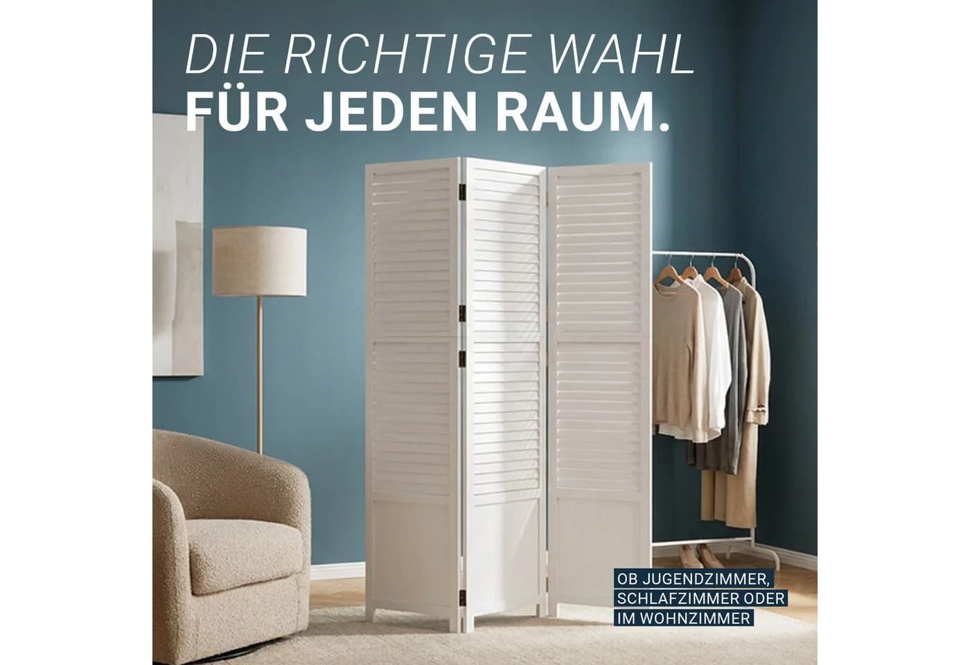 Homestyle4u Paravent Raumteiler Holz Sichtschutz Weiß 3-teilig