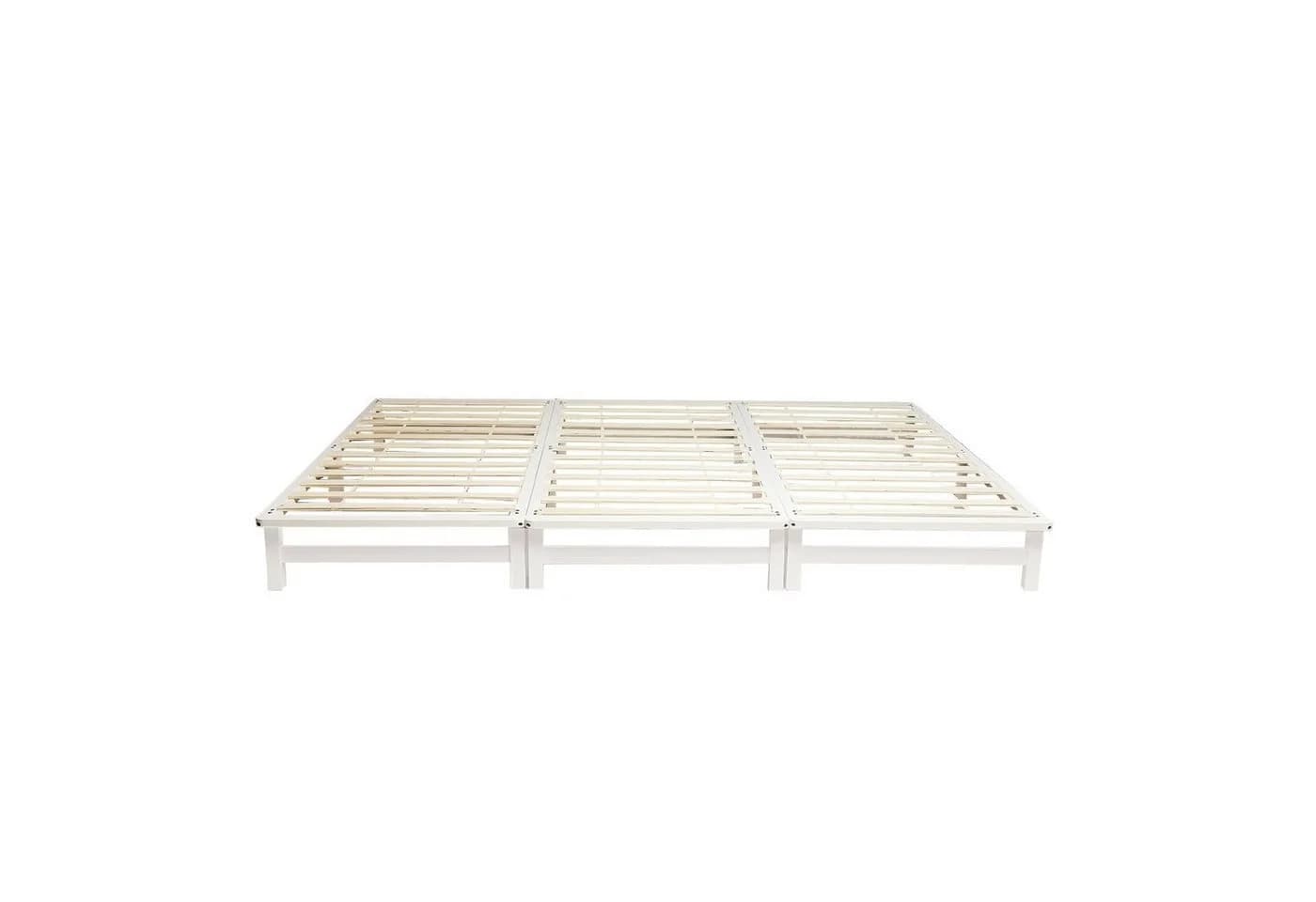 Homestyle4u Familienbett XXL Weiß Massivholz 270x200 cm mit Lattenrost