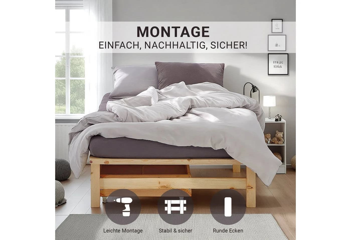 Homestyle4u Palettenbett Kiefer mit Stauraum